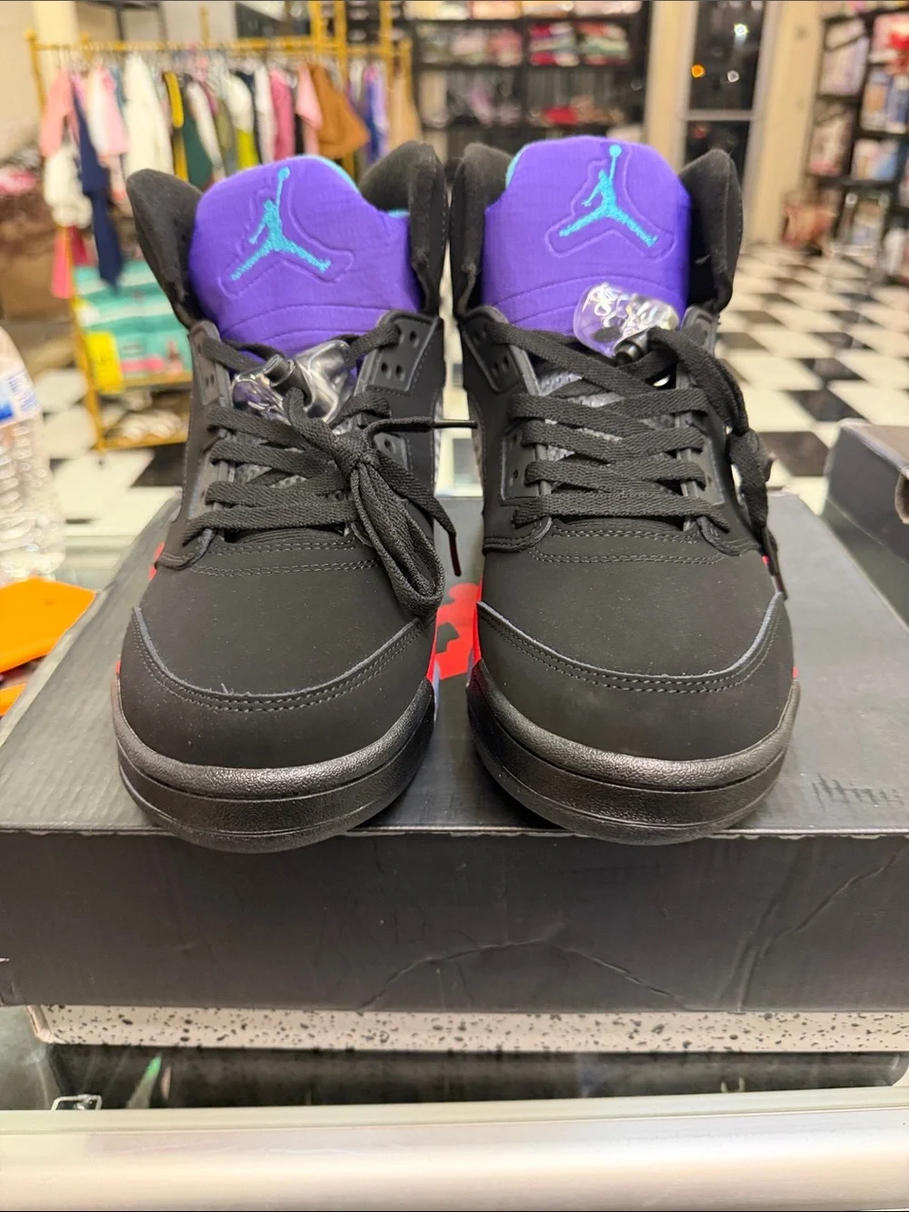 Jordan Men’s Sneakers in Black with Purple and Teal Accents